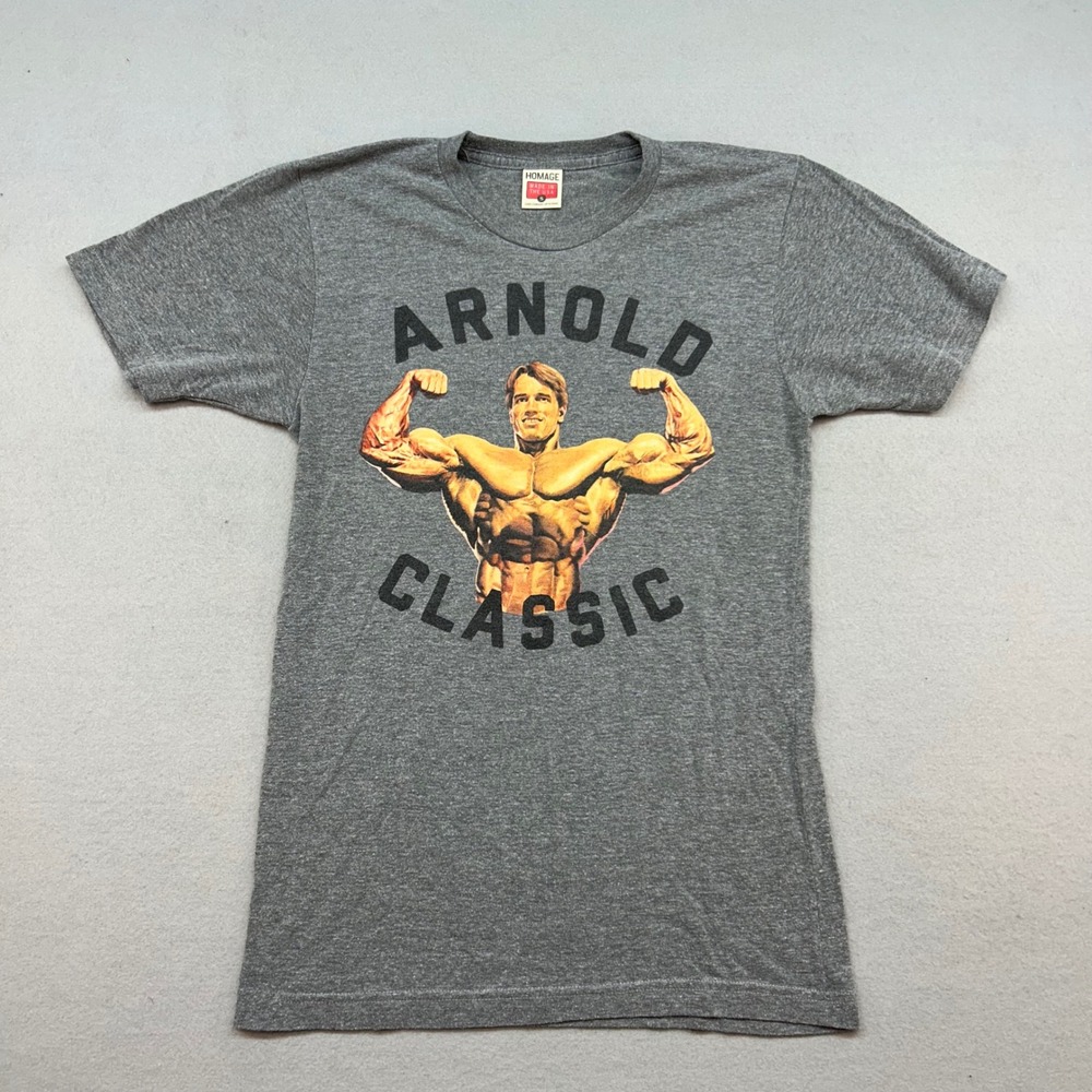 Vintage Homage 90's Arnold Classic Graphic T-Shirt Gray Made in USA sz S